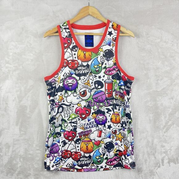 Royal Blue 90s Hip Hop Graffiti Tank Top T Shirt Men's Small - Picture 1 of 9